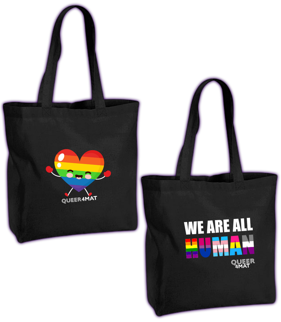 Premium Cotton Maxi Bag "HEART" & "HUMAN" - Artikelnr. Q4M-039