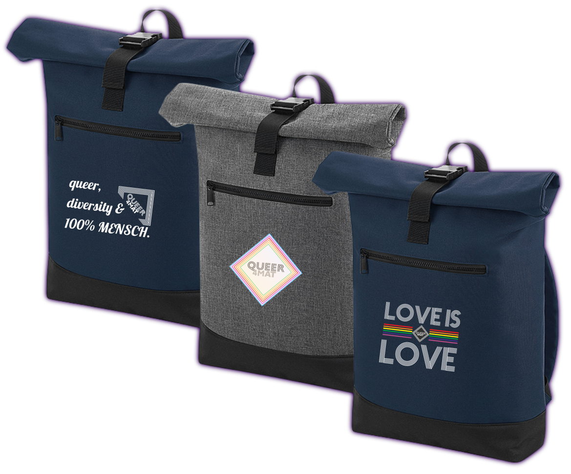 Roll-Top Backpack "100% MENSCH" & "Q4M" & "LOVE IST LOVE"- Artikelnr. Q4M-047