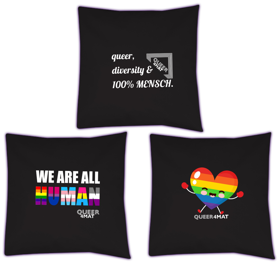 Pillow "100% MENSCH" & "HEART" & "HUMAN" - Artikelnr. Q4M-053